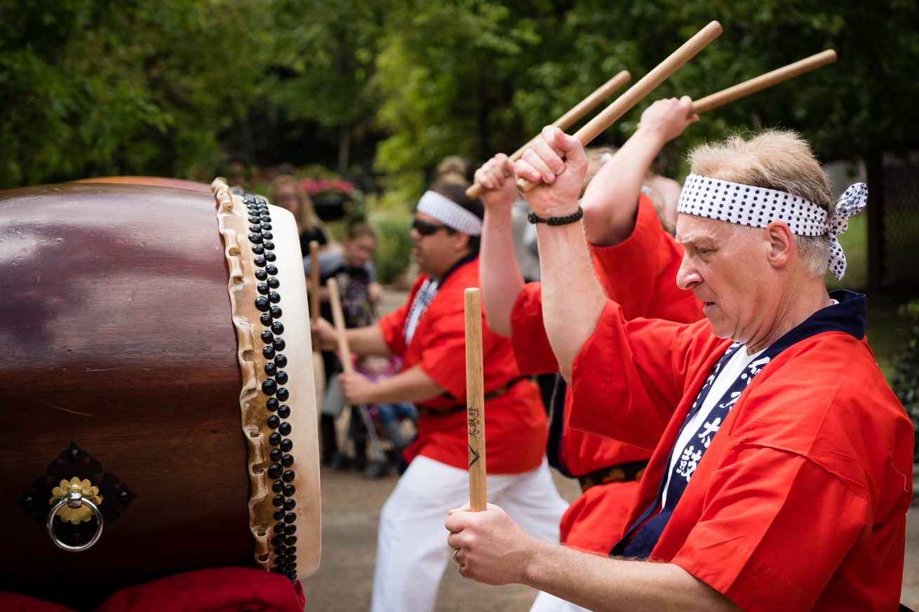 The Fort Worth Japanese Society Taiko Drum club, perform during the Japanese Spring Festival at the Fort Worth Botanical Gardens, April 10, 2016, in Fort Worth, Texas.  Credit: Jeff Woo