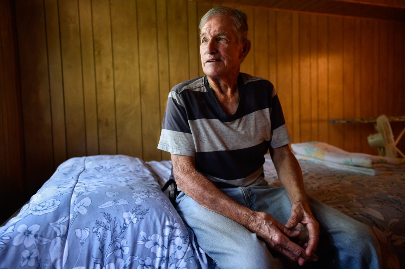 Evicted resident Steve Hudson lives on a fixed income and is relying on charities to find him a new place on Friday, May 17, 2019, in Denton, Texas.